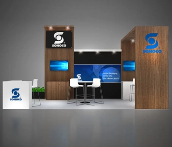 Modern 20x20 trade show display setup