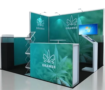 10x10 trade show booth rental with custom design